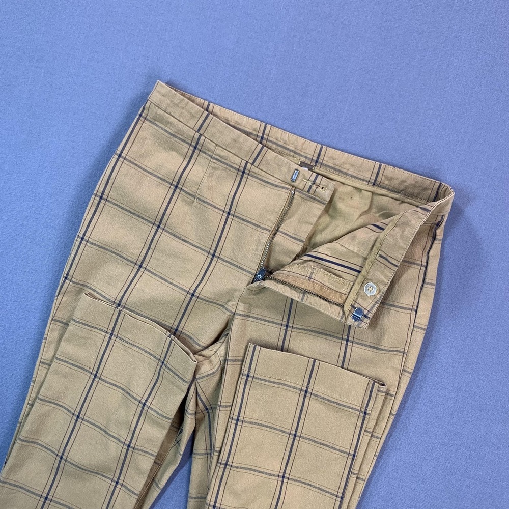 Free People Pants Womens 4 Beige Windowpane Chino Stretch Twill Straight (28x25)